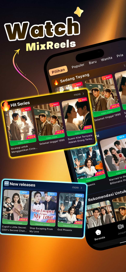 MixReels on iPhone — browse short dramas